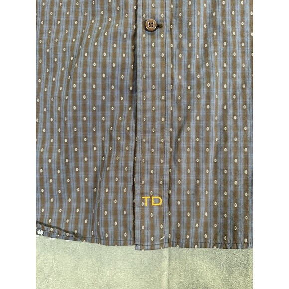 Thomas Dean Button Up Dress Shirt Mens Large Multicolor Gray Long Sleeve - Picture 3 of 7